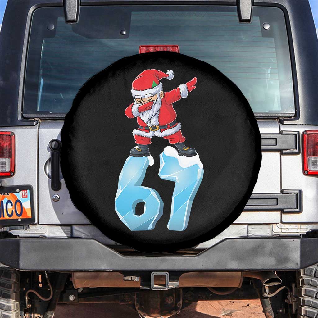 Funny 67 Christmas Spare Tire Cover Six Seven Dabbing Santa Meme Gen Alpha Slang - Wonder Print Shop