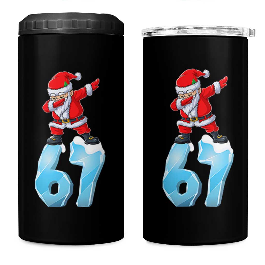 Funny 67 Christmas 4 in 1 Can Cooler Tumbler Six Seven Dabbing Santa Meme Gen Alpha Slang - Wonder Print Shop