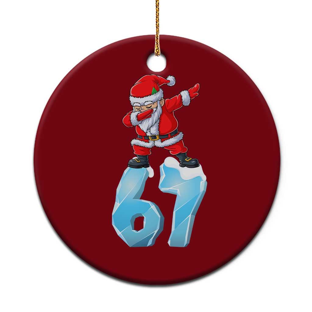 Funny 67 Xmas Ceramic Ornament Six Seven Dabbing Santa Meme Gen Alpha Slang - Wonder Print Shop