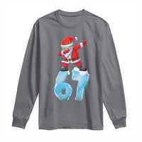 Funny 67 Christmas Long Sleeve Shirt Six Seven Dabbing Santa Meme Gen Alpha Slang - Wonder Print Shop