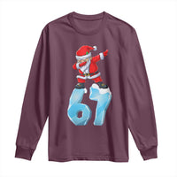 Funny 67 Christmas Long Sleeve Shirt Six Seven Dabbing Santa Meme Gen Alpha Slang - Wonder Print Shop
