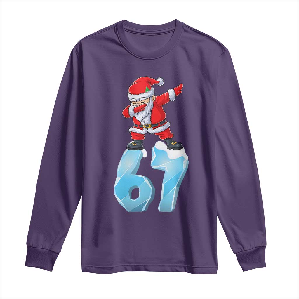 Funny 67 Christmas Long Sleeve Shirt Six Seven Dabbing Santa Meme Gen Alpha Slang - Wonder Print Shop