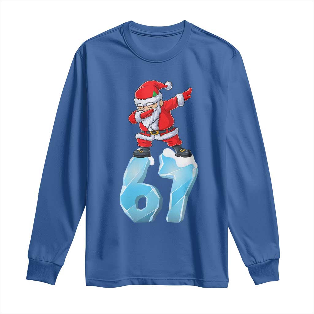 Funny 67 Christmas Long Sleeve Shirt Six Seven Dabbing Santa Meme Gen Alpha Slang - Wonder Print Shop