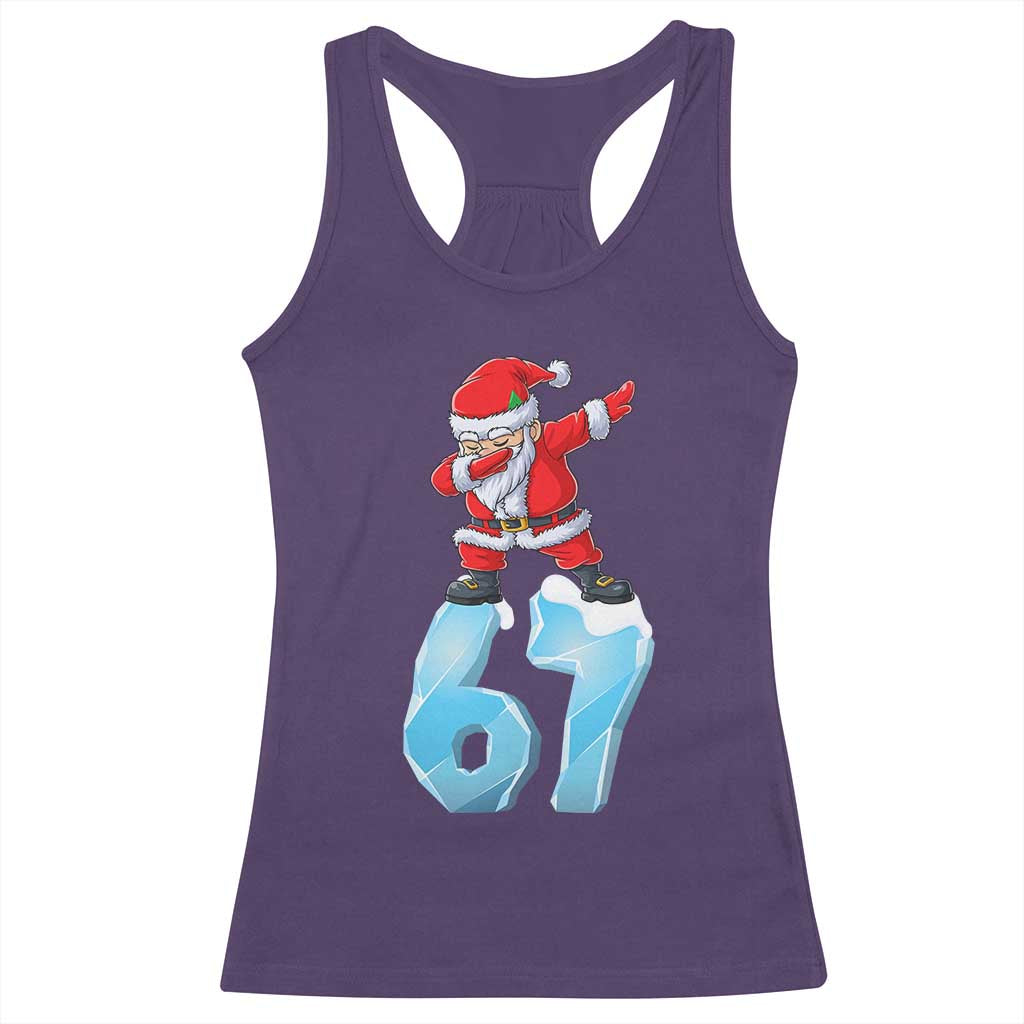 Funny 67 Christmas Racerback Tank Top Six Seven Dabbing Santa Meme Gen Alpha Slang - Wonder Print Shop