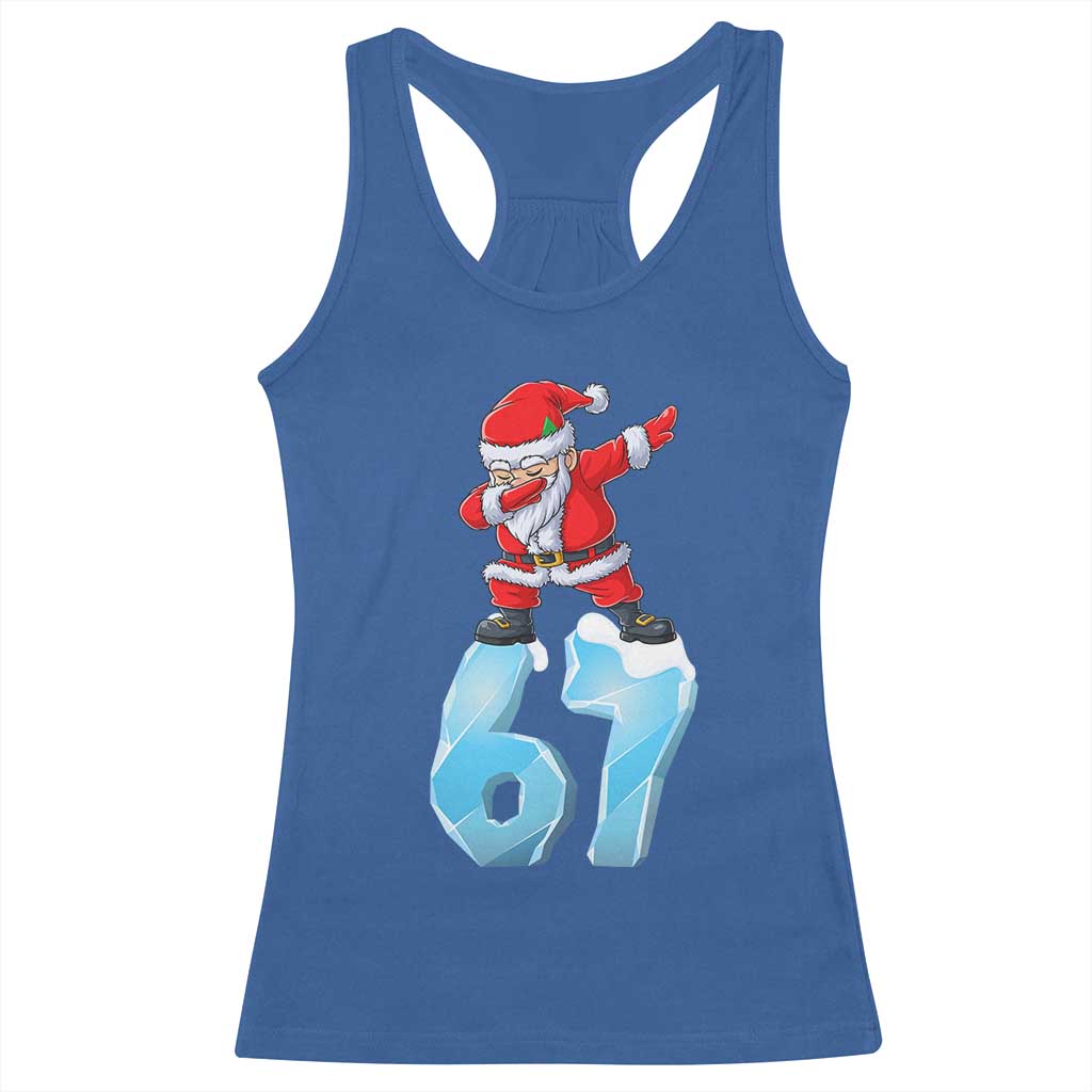 Funny 67 Christmas Racerback Tank Top Six Seven Dabbing Santa Meme Gen Alpha Slang - Wonder Print Shop