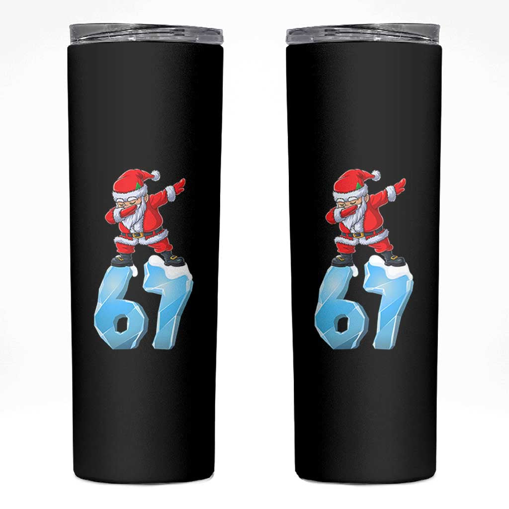 Funny 67 Christmas Skinny Tumbler Six Seven Dabbing Santa Meme Gen Alpha Slang - Wonder Print Shop