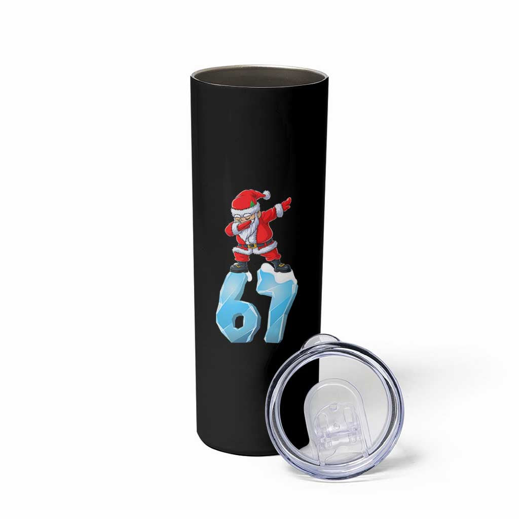 Funny 67 Christmas Skinny Tumbler Six Seven Dabbing Santa Meme Gen Alpha Slang - Wonder Print Shop