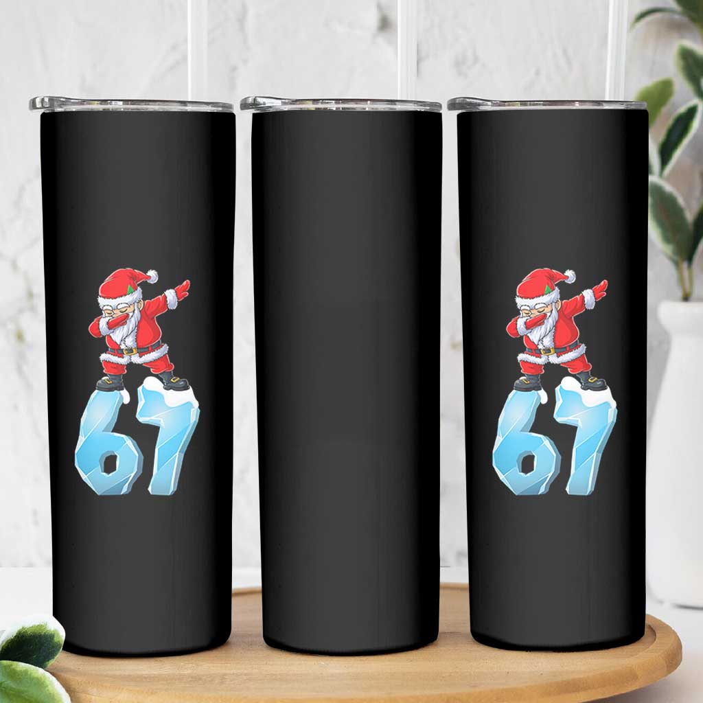 Funny 67 Christmas Skinny Tumbler Six Seven Dabbing Santa Meme Gen Alpha Slang - Wonder Print Shop