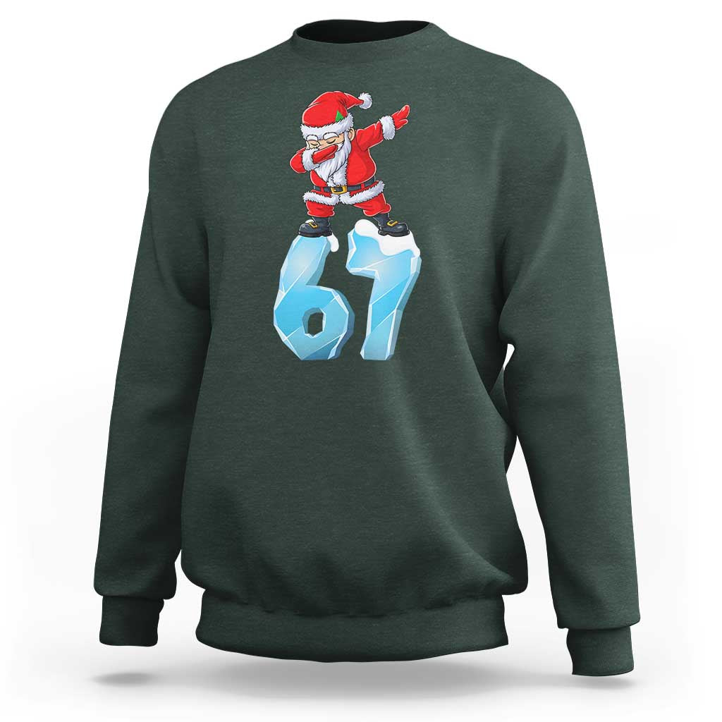 Funny 67 Christmas Sweatshirt Six Seven Dabbing Santa Meme Gen Alpha Slang - Wonder Print Shop