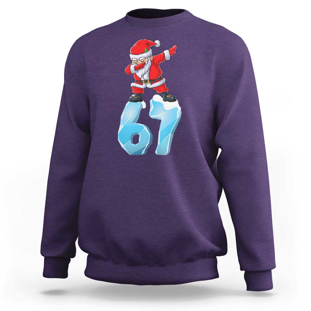 Funny 67 Christmas Sweatshirt Six Seven Dabbing Santa Meme Gen Alpha Slang - Wonder Print Shop