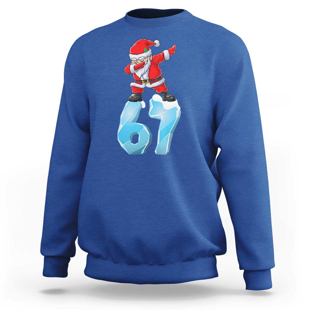 Funny 67 Christmas Sweatshirt Six Seven Dabbing Santa Meme Gen Alpha Slang - Wonder Print Shop