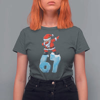 Funny 67 Christmas T Shirt For Women Six Seven Dabbing Santa Meme Gen Alpha Slang - Wonder Print Shop