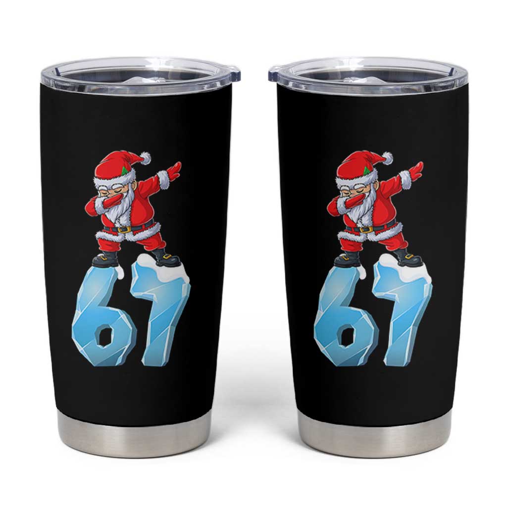 Funny 67 Christmas Tumbler Cup Six Seven Dabbing Santa Meme Gen Alpha Slang - Wonder Print Shop