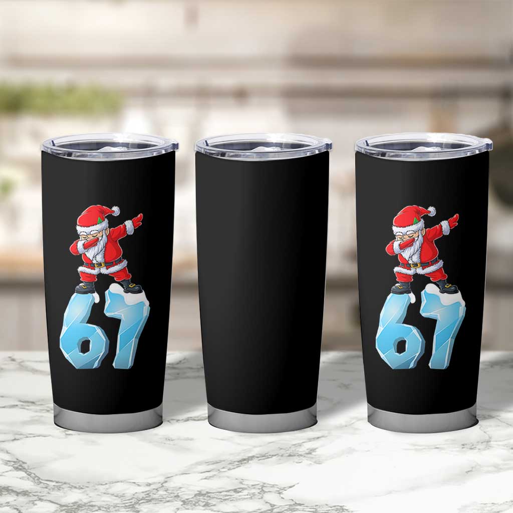 Funny 67 Christmas Tumbler Cup Six Seven Dabbing Santa Meme Gen Alpha Slang - Wonder Print Shop