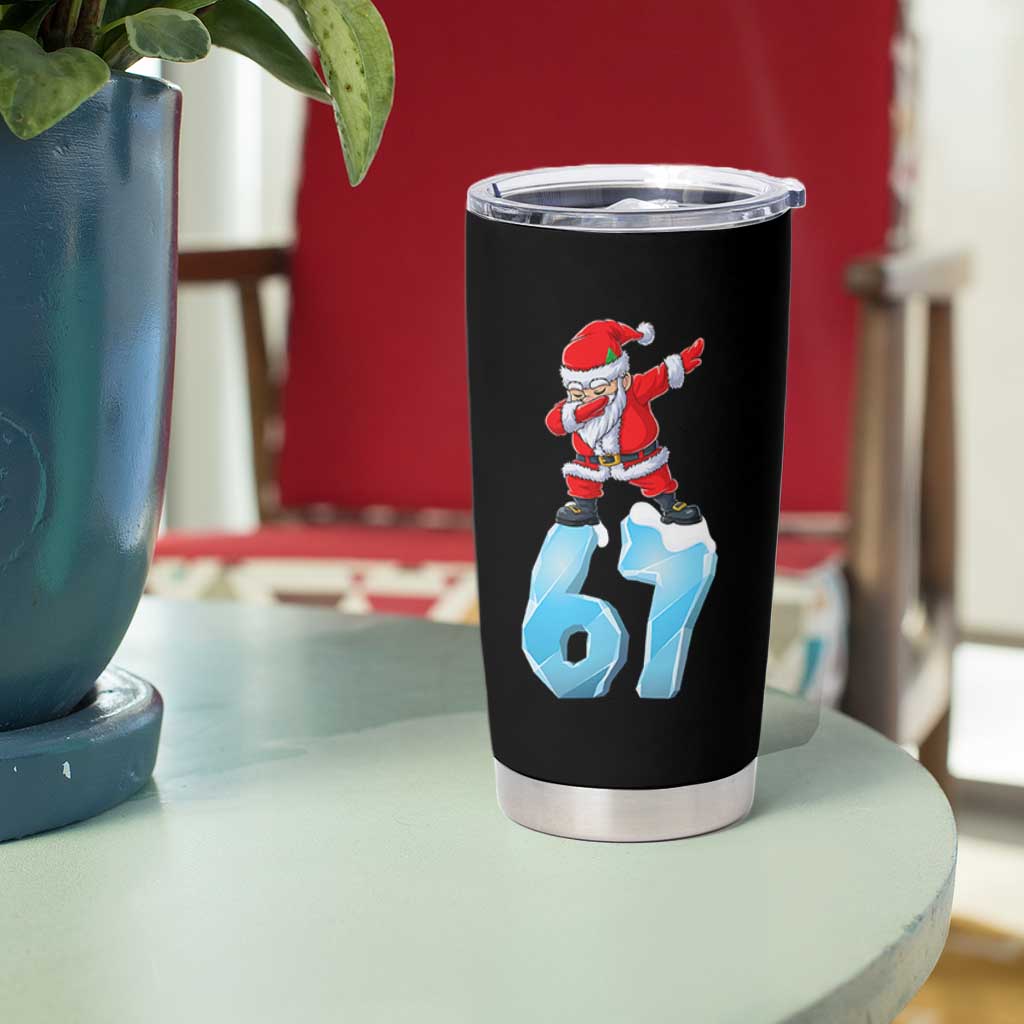 Funny 67 Christmas Tumbler Cup Six Seven Dabbing Santa Meme Gen Alpha Slang - Wonder Print Shop
