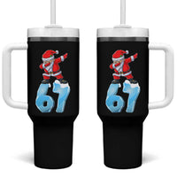 Funny 67 Christmas Tumbler With Handle Six Seven Dabbing Santa Meme Gen Alpha Slang - Wonder Print Shop