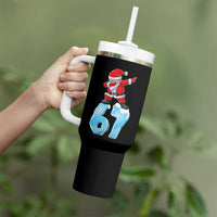 Funny 67 Christmas Tumbler With Handle Six Seven Dabbing Santa Meme Gen Alpha Slang - Wonder Print Shop