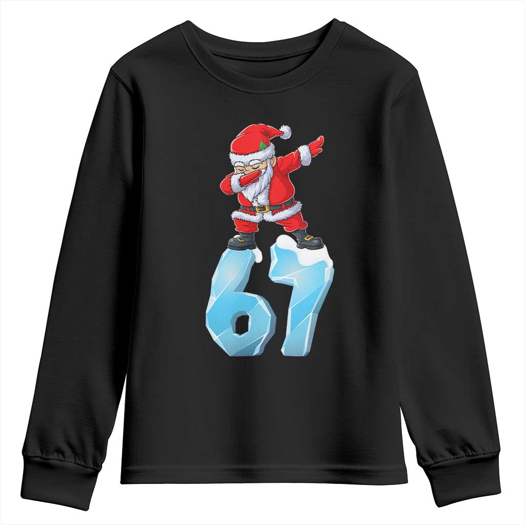 Funny 67 Christmas Youth Sweatshirt Six Seven Dabbing Santa Meme Gen Alpha Slang - Wonder Print Shop