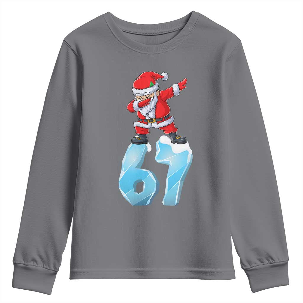 Funny 67 Christmas Youth Sweatshirt Six Seven Dabbing Santa Meme Gen Alpha Slang - Wonder Print Shop