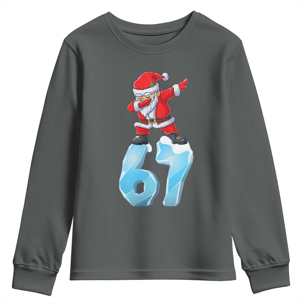 Funny 67 Christmas Youth Sweatshirt Six Seven Dabbing Santa Meme Gen Alpha Slang - Wonder Print Shop