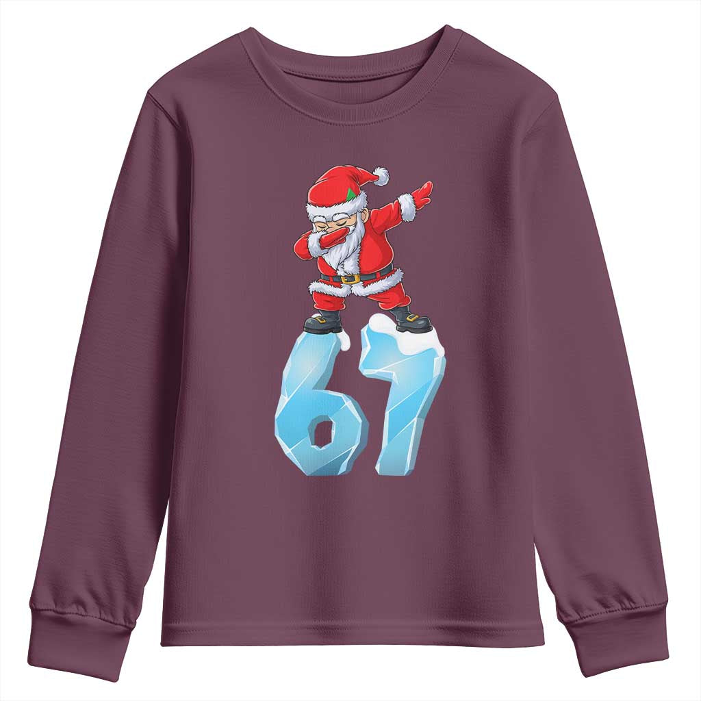 Funny 67 Christmas Youth Sweatshirt Six Seven Dabbing Santa Meme Gen Alpha Slang - Wonder Print Shop