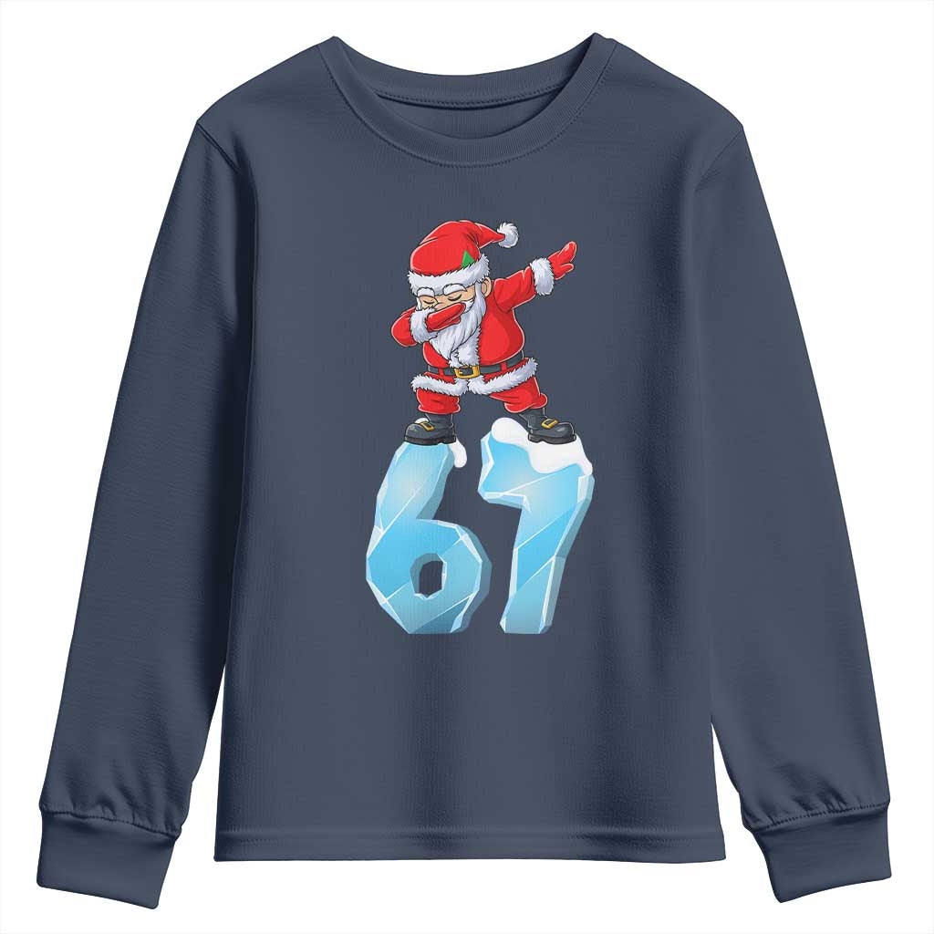 Funny 67 Christmas Youth Sweatshirt Six Seven Dabbing Santa Meme Gen Alpha Slang - Wonder Print Shop