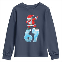 Funny 67 Christmas Youth Sweatshirt Six Seven Dabbing Santa Meme Gen Alpha Slang - Wonder Print Shop