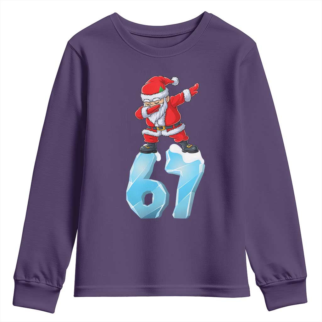 Funny 67 Christmas Youth Sweatshirt Six Seven Dabbing Santa Meme Gen Alpha Slang - Wonder Print Shop