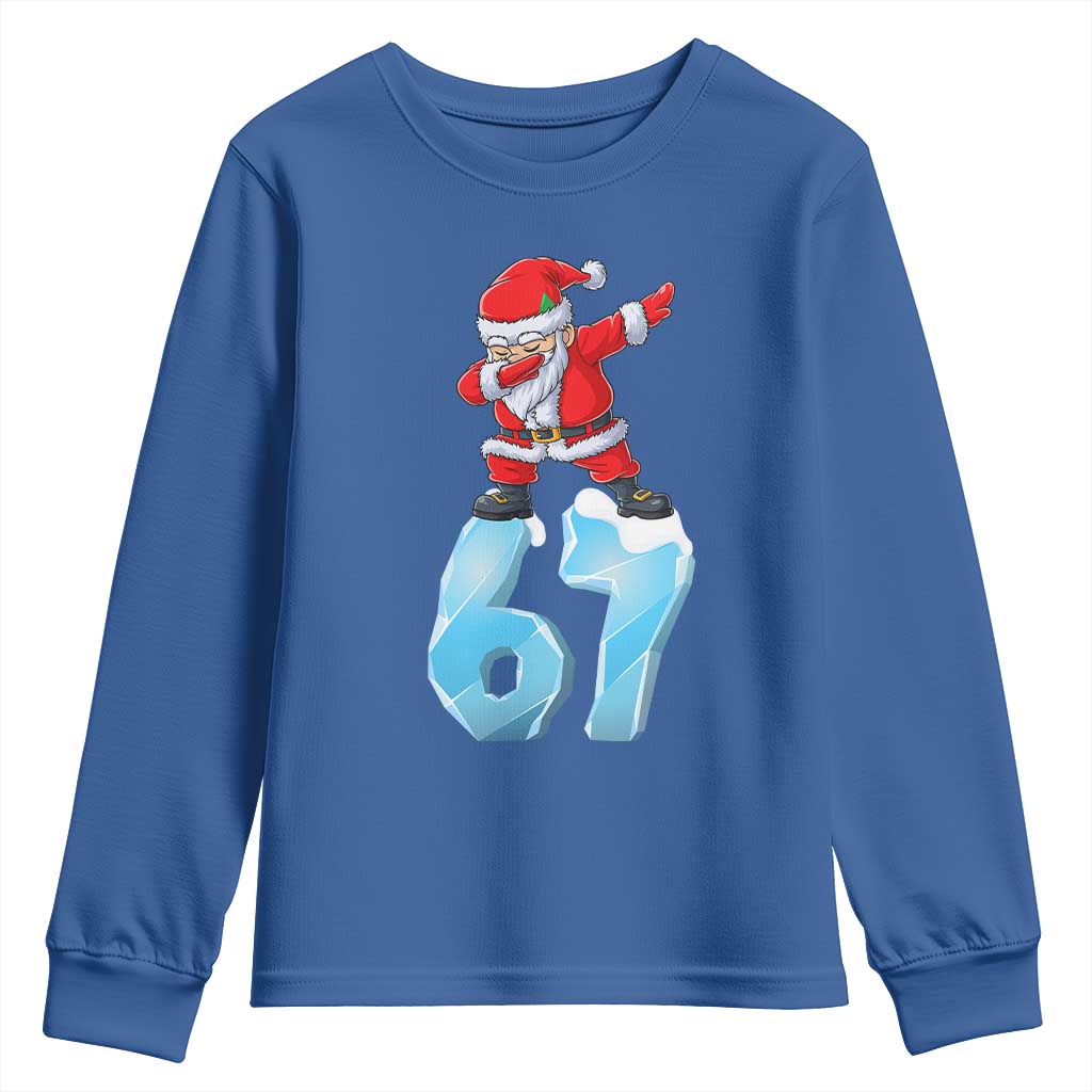 Funny 67 Christmas Youth Sweatshirt Six Seven Dabbing Santa Meme Gen Alpha Slang - Wonder Print Shop