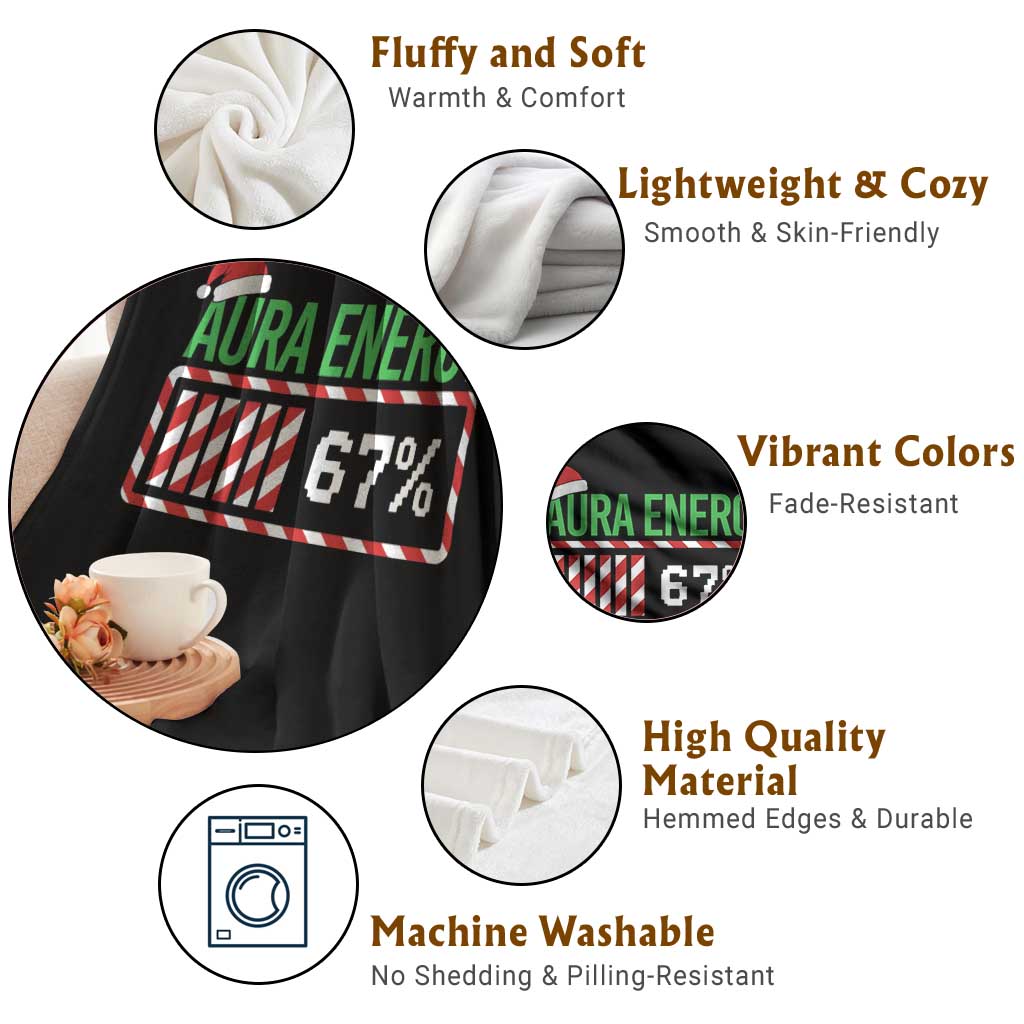 Funny Aura Energy 67 Christmas Throw Blanket Aura Farming Six Seven Meme Gen Alpha Slang - Wonder Print Shop