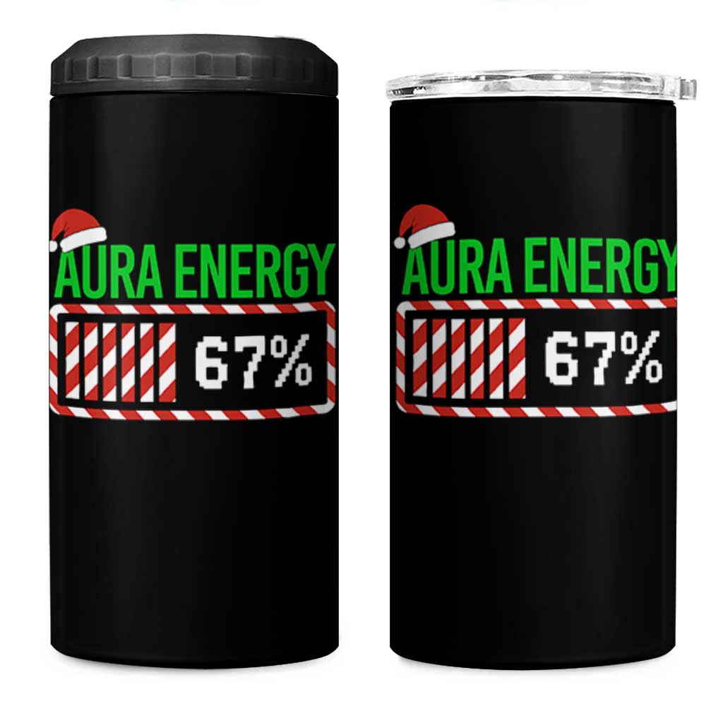 Funny Aura Energy 67 Christmas 4 in 1 Can Cooler Tumbler Aura Farming Six Seven Meme Gen Alpha Slang - Wonder Print Shop