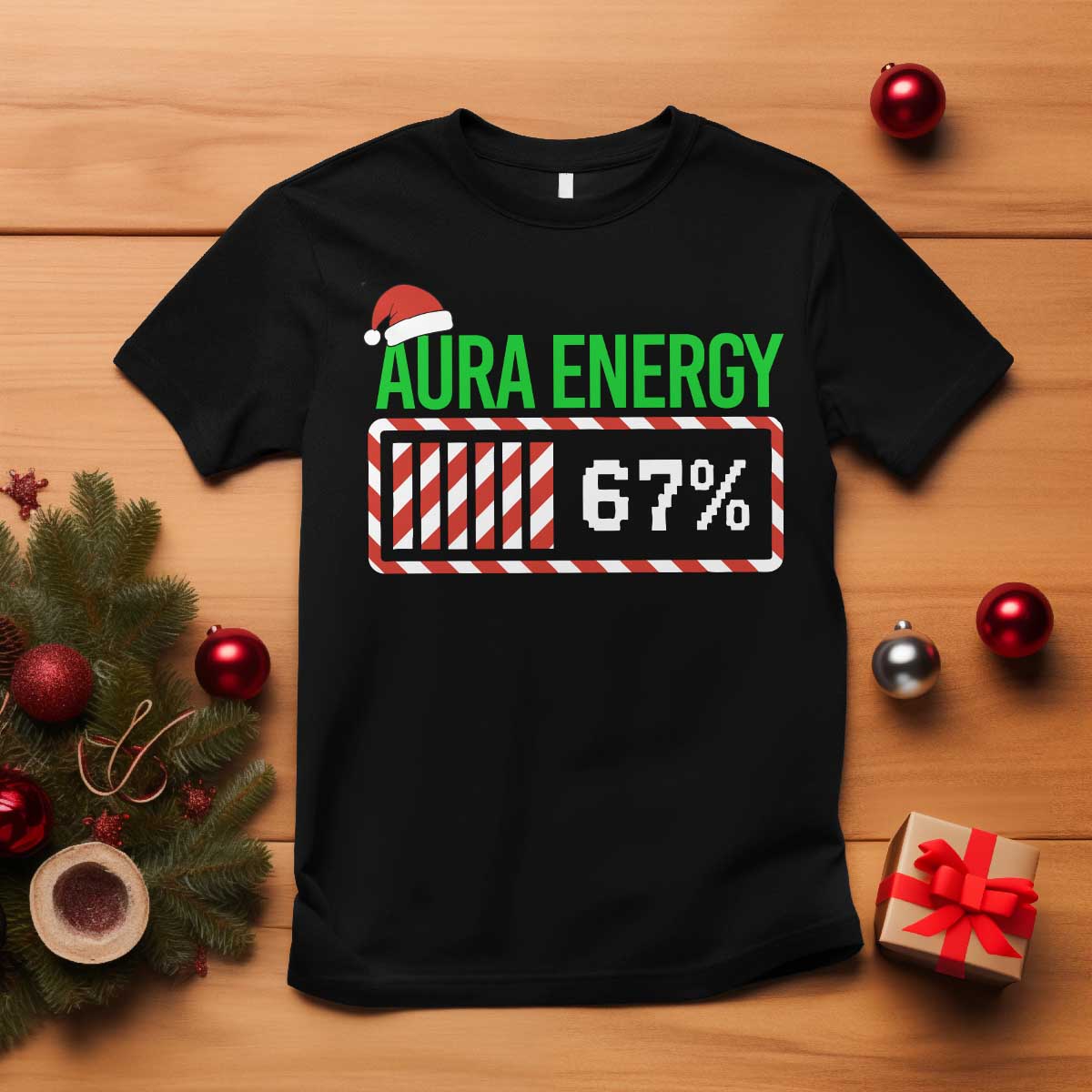 Funny Aura Energy 67 Christmas T Shirt Aura Farming Six Seven Meme Gen Alpha Slang - Wonder Print Shop