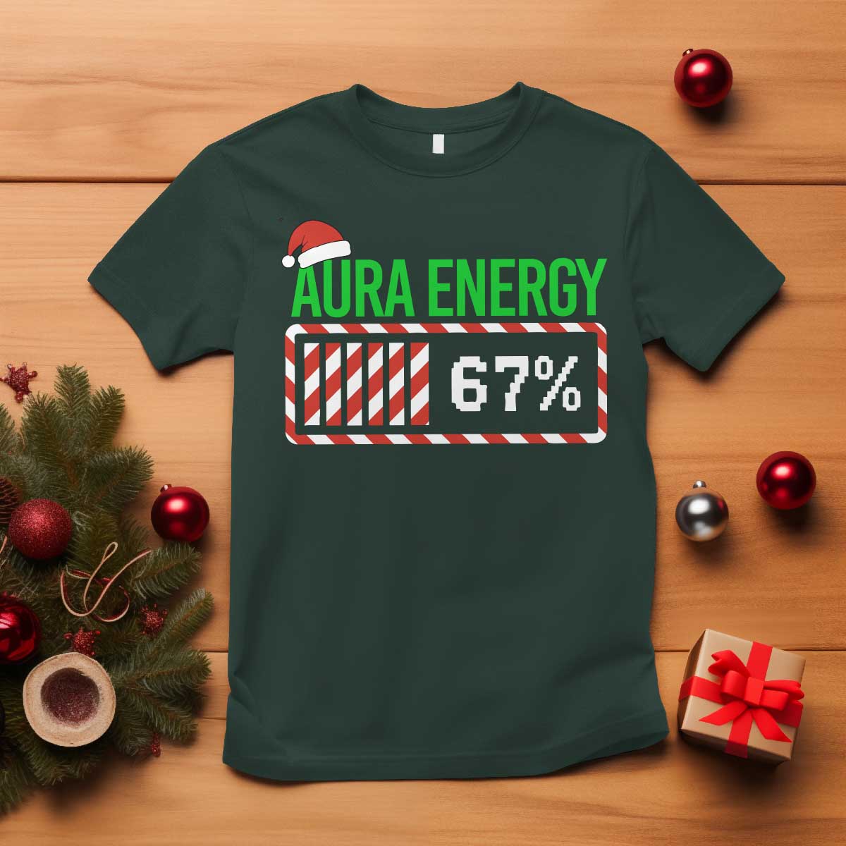 Funny Aura Energy 67 Christmas T Shirt Aura Farming Six Seven Meme Gen Alpha Slang - Wonder Print Shop