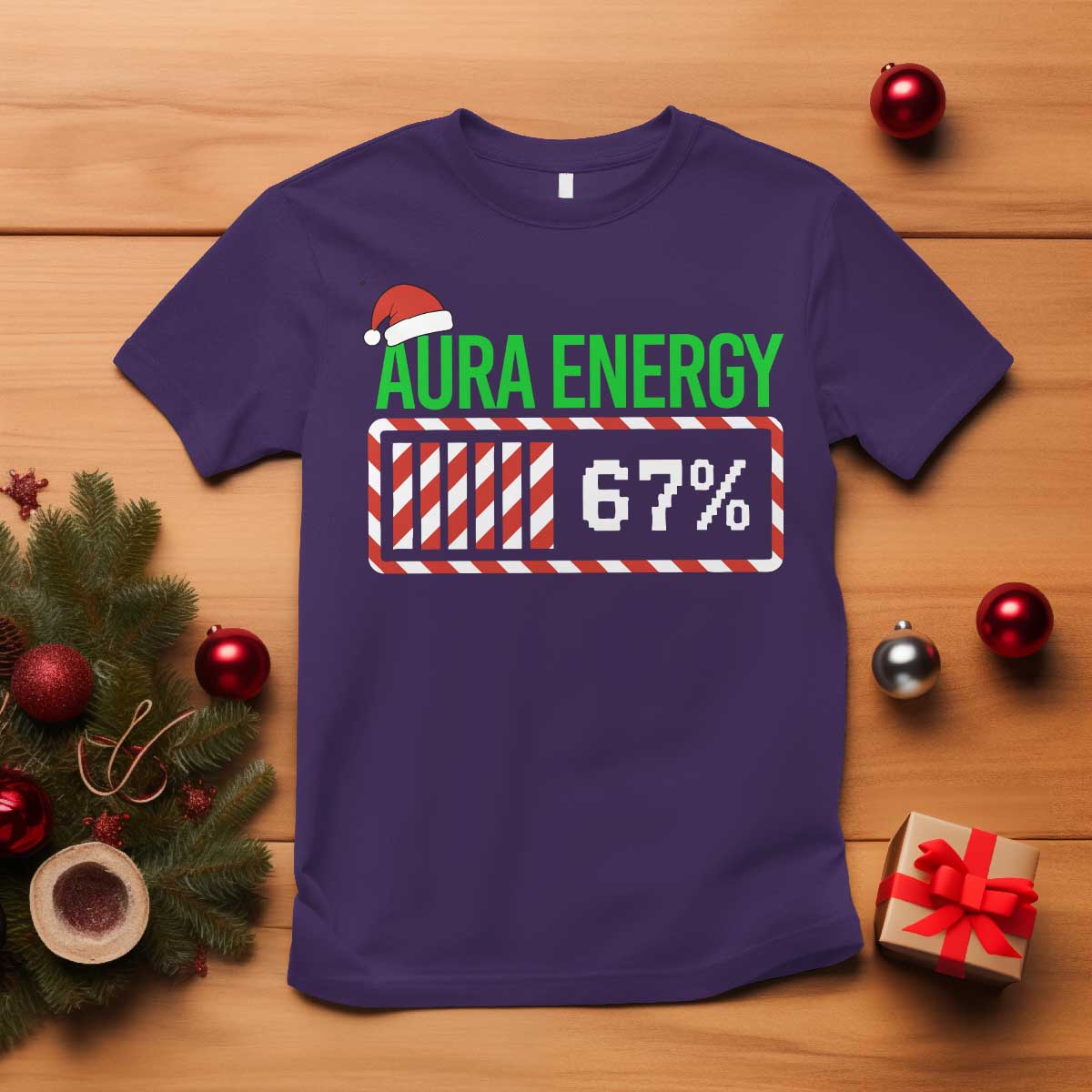 Funny Aura Energy 67 Christmas T Shirt Aura Farming Six Seven Meme Gen Alpha Slang - Wonder Print Shop