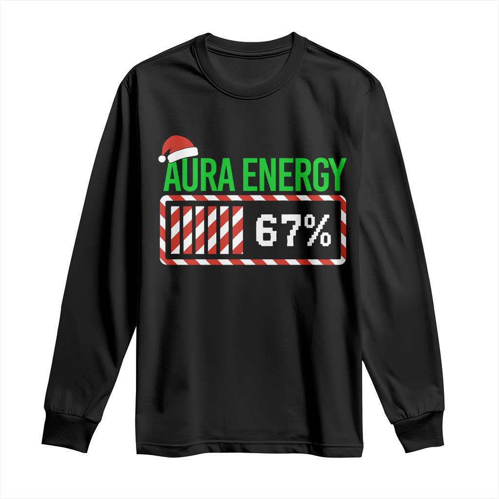 Funny Aura Energy 67 Christmas Long Sleeve Shirt Aura Farming Six Seven Meme Gen Alpha Slang - Wonder Print Shop