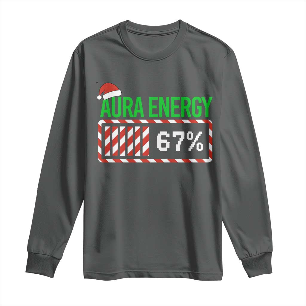Funny Aura Energy 67 Christmas Long Sleeve Shirt Aura Farming Six Seven Meme Gen Alpha Slang - Wonder Print Shop