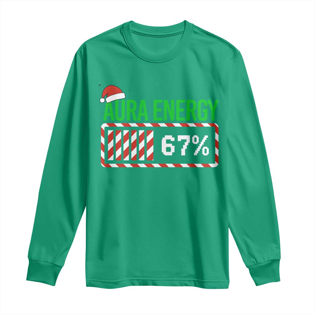 Funny Aura Energy 67 Christmas Long Sleeve Shirt Aura Farming Six Seven Meme Gen Alpha Slang - Wonder Print Shop
