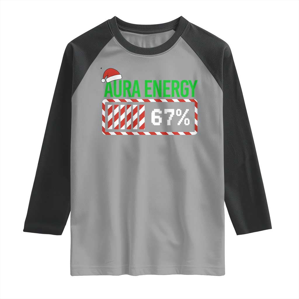 Funny Aura Energy 67 Christmas Raglan Shirt Aura Farming Six Seven Meme Gen Alpha Slang - Wonder Print Shop