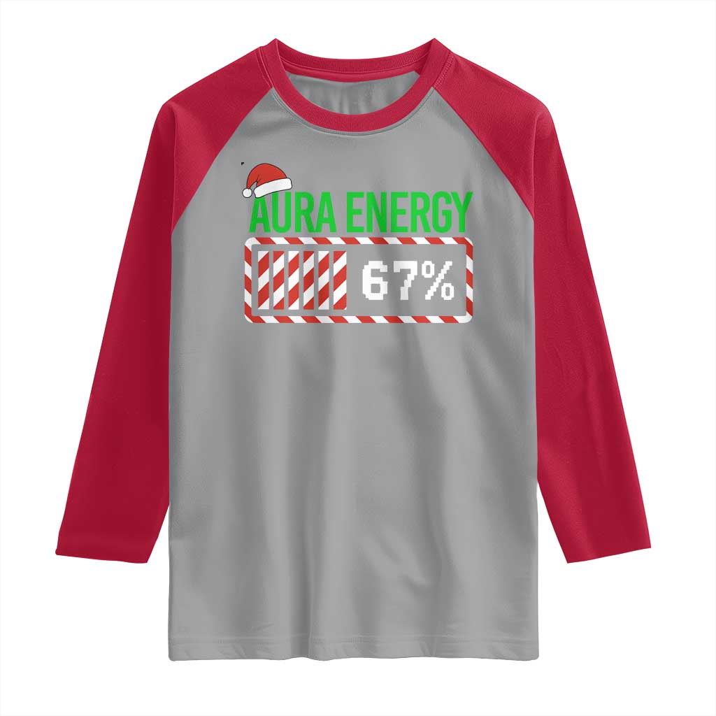 Funny Aura Energy 67 Christmas Raglan Shirt Aura Farming Six Seven Meme Gen Alpha Slang - Wonder Print Shop