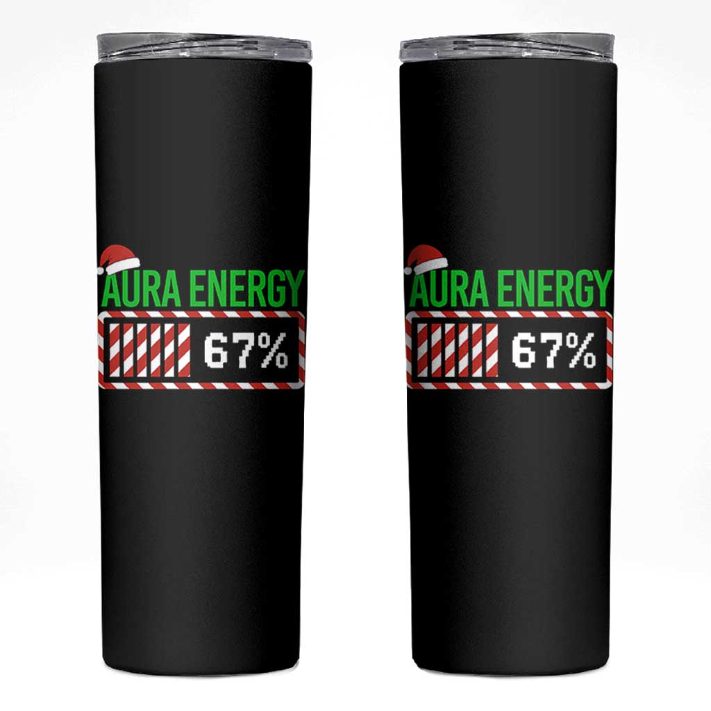 Funny Aura Energy 67 Christmas Skinny Tumbler Aura Farming Six Seven Meme Gen Alpha Slang - Wonder Print Shop