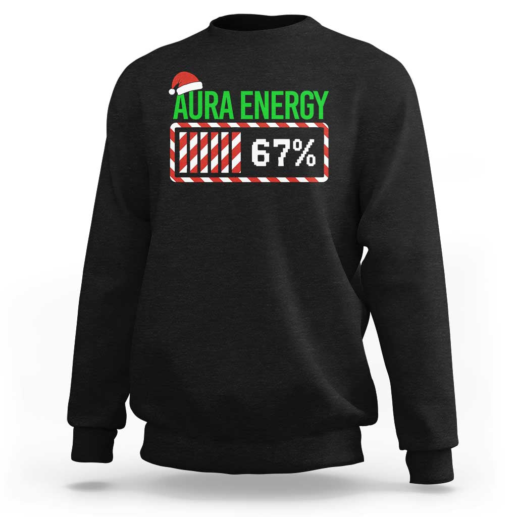 Funny Aura Energy 67 Christmas Sweatshirt Aura Farming Six Seven Meme Gen Alpha Slang - Wonder Print Shop