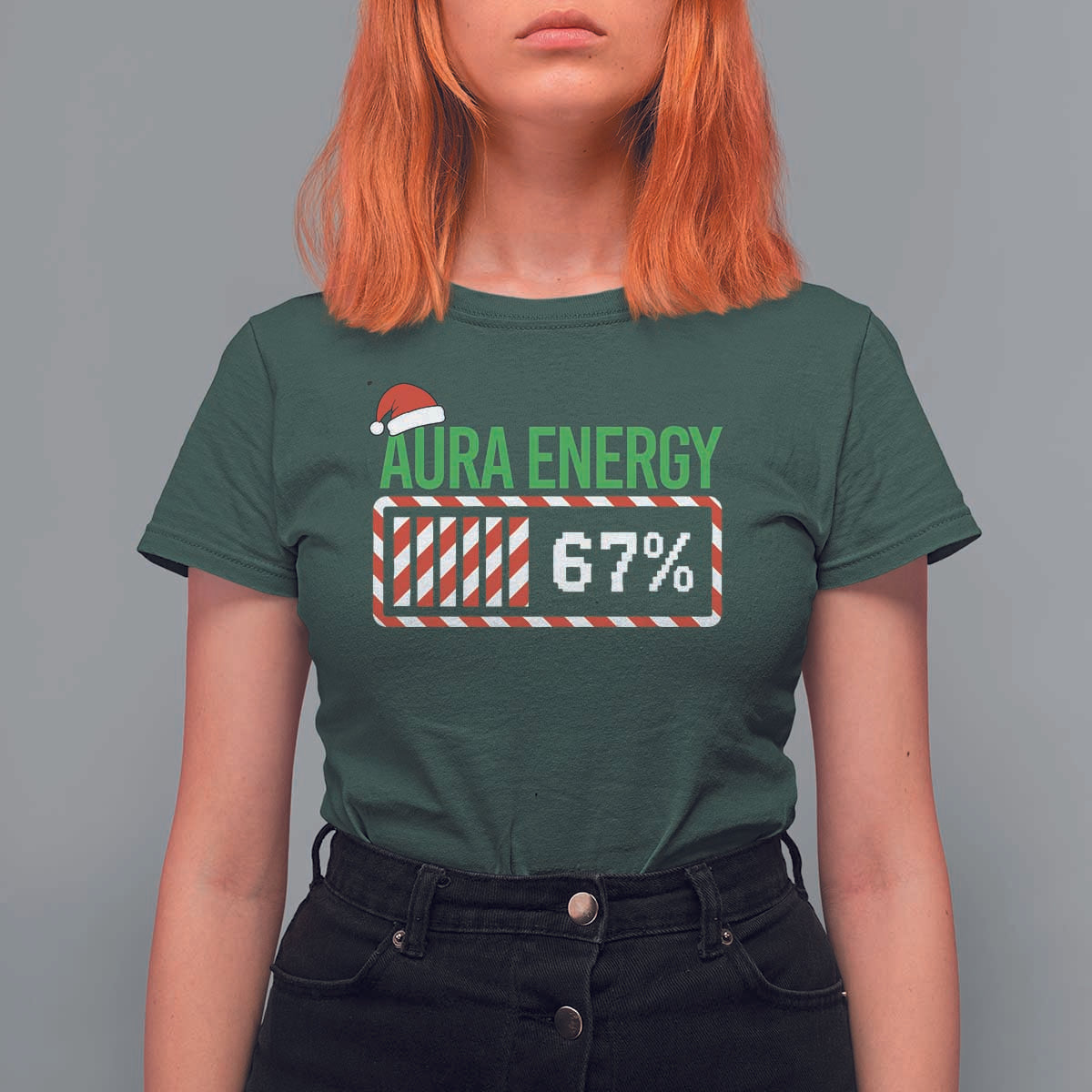 Funny Aura Energy 67 Christmas T Shirt For Women Aura Farming Six Seven Meme Gen Alpha Slang - Wonder Print Shop