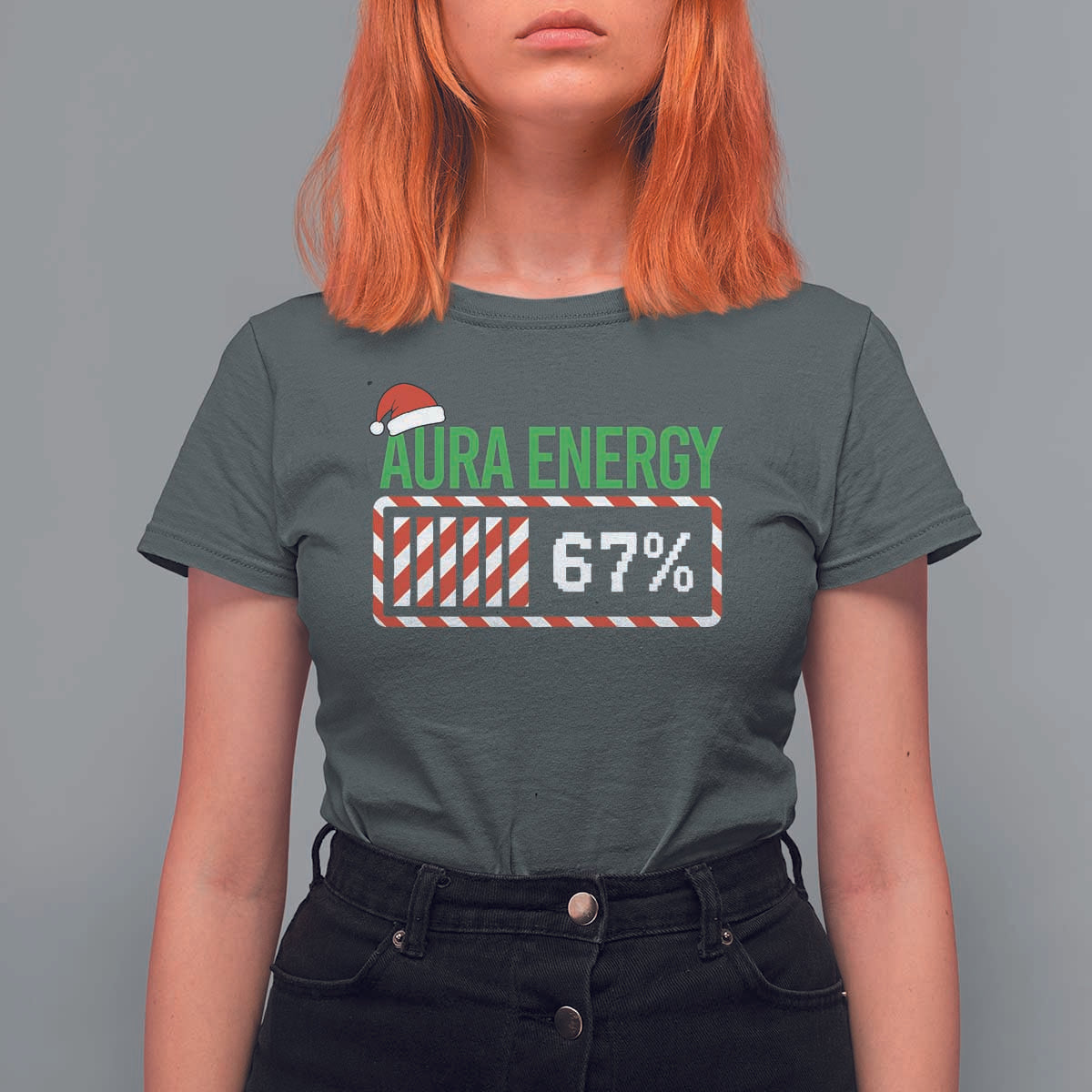 Funny Aura Energy 67 Christmas T Shirt For Women Aura Farming Six Seven Meme Gen Alpha Slang - Wonder Print Shop