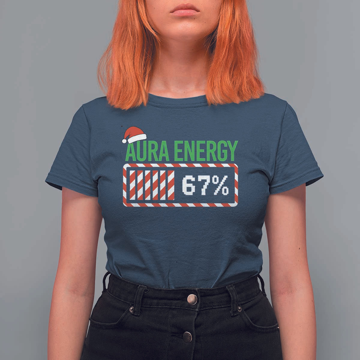 Funny Aura Energy 67 Christmas T Shirt For Women Aura Farming Six Seven Meme Gen Alpha Slang - Wonder Print Shop