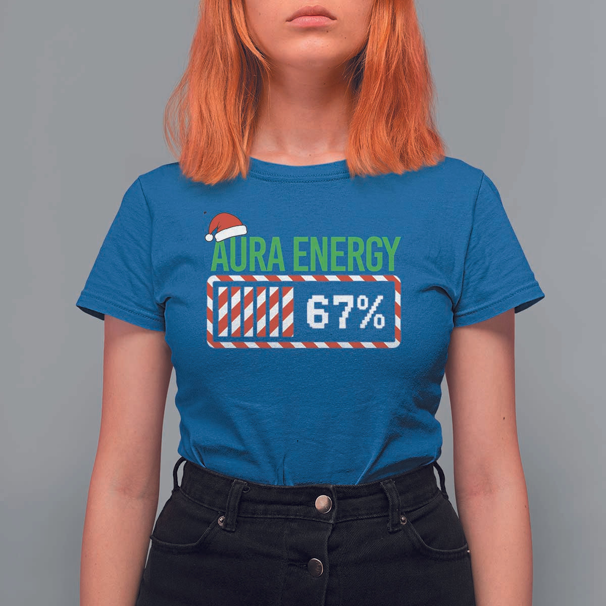 Funny Aura Energy 67 Christmas T Shirt For Women Aura Farming Six Seven Meme Gen Alpha Slang - Wonder Print Shop