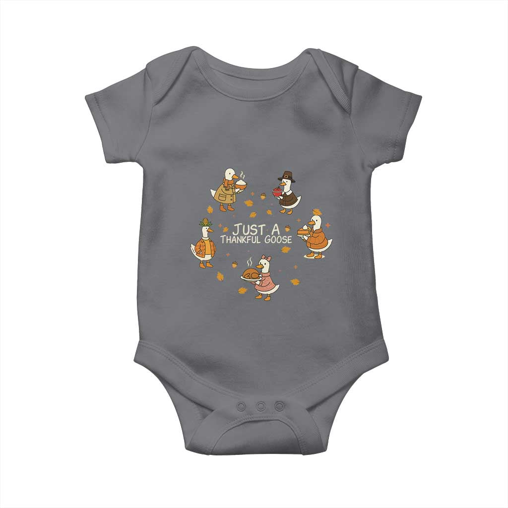 Just A Thankful Goose Baby Onesie Funny Goose Turkey Thanksgiving Fall Season - Wonder Print Shop