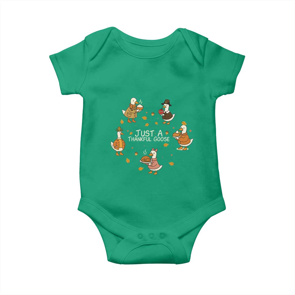 Just A Thankful Goose Baby Onesie Funny Goose Turkey Thanksgiving Fall Season - Wonder Print Shop