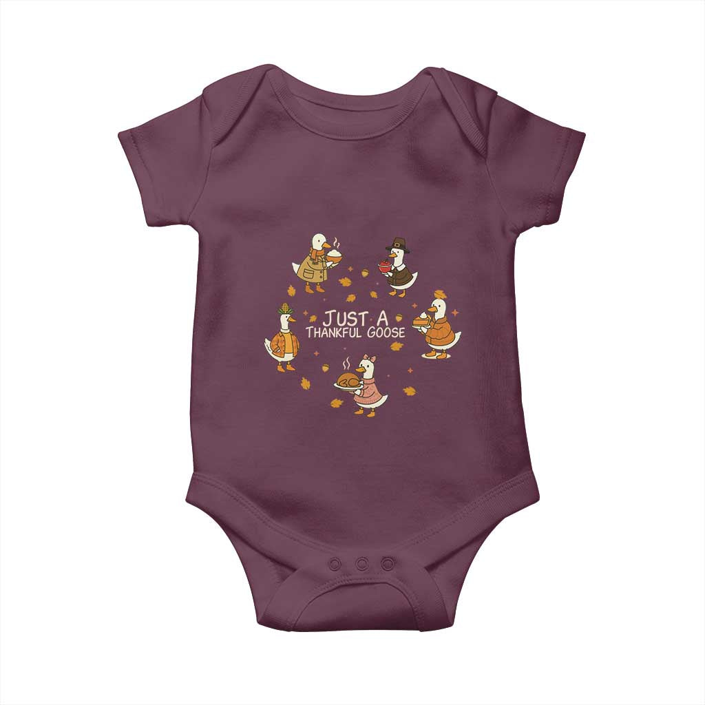 Just A Thankful Goose Baby Onesie Funny Goose Turkey Thanksgiving Fall Season - Wonder Print Shop