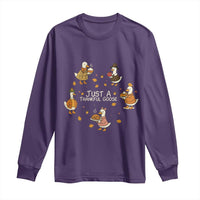 Just A Thankful Goose Long Sleeve Shirt Funny Goose Turkey Thanksgiving Fall Season - Wonder Print Shop