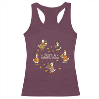 Just A Thankful Goose Racerback Tank Top Funny Goose Turkey Thanksgiving Fall Season - Wonder Print Shop